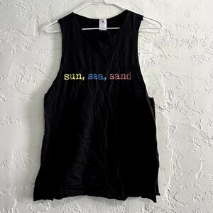 NWOT Cozy Rozy black sun‎ sea sand racerback tank top womens XL casual normcore